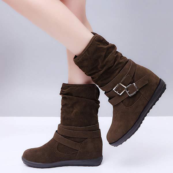 Women's Suede Belt Buckle Short Boots 45748686C