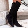 Women's Pointed Toe Suede Mid-Heel High Boots 49553327C