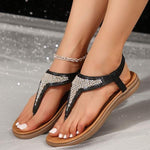 Women's Flat Anti-Slip Rhinestone Beach Sandals 75031450C