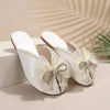 Women's Flat Fairy Butterfly Bow Pearl Rhinestone Mesh Sandals 95105440C