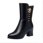 Women's Rhinestone Pearl Mid-Heel Fleece-Lined Winter Boots 13451820C