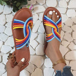 Women's Round Toe Colorful Braided Flat Slippers 31584995C