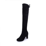 Women's Suede Block Heel Over-the-Knee Boots 46917420C