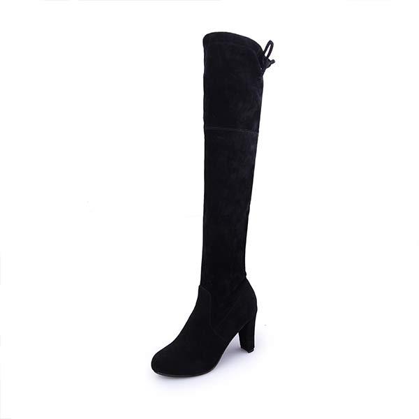 Women's Suede Block Heel Over-the-Knee Boots 46917420C