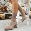 Women's Fashionable Chunk Heel Mid-calf Knitted Boots 51675228S