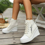 Women's Lace-Up Wedge Canvas Casual Shoes 65864246C