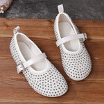 Women's Studded Soft Leather Casual Buckle Shoes 06269011C