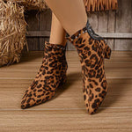 Women's Leopard Print Pointed-Toe Block Heel Fashion Boots 51157470C