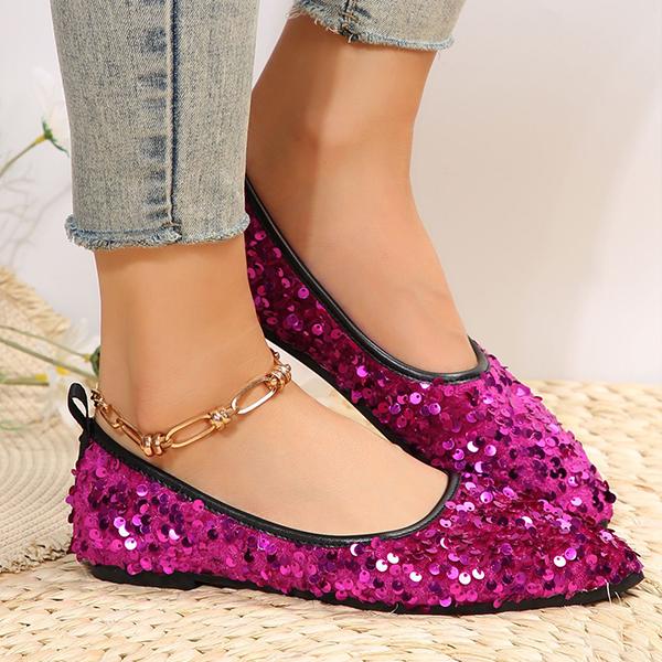 Women's Fashionable Sequined Slip-On Flats 07143243S