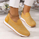 Women's Slip-On Knit Sneakers with Rhinestones 09158752C