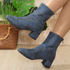 Women's Chunky Heel Ankle Boots with Back Zipper 25135162C