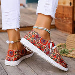 Women's Printed Lace-Up Casual Canvas Shoes 65433241C