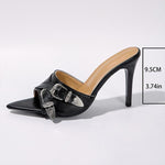 Women's Fashion Belt Buckle Decorated Stiletto Slippers 08927684S