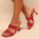 Women's Open Toe High Heel Sandals with Stone Texture 90082473C