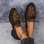 Women's Contrast Color Leopard Loafers 62081927C