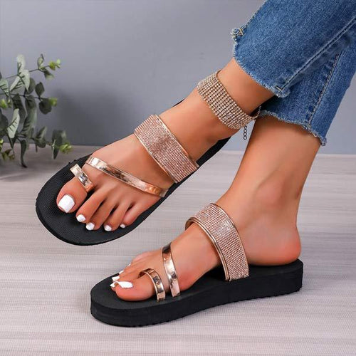 Women's Thick-Sole Toe-Ring Rhinestone Sandals 49535529C