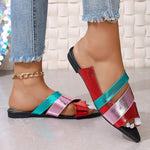 Women's Color Block Pointed Toe Flat Sandals 30100638C