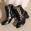 Women's Vintage Wood Grain Chunky Heeled Ankle Boots 20313121C