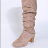 Women's Pointed-Toe Chunky Heel Suede High Knee Boots 63081739C