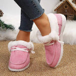Women's Round-Toe Flat Shoes with Plush Lining for Extra Warmth 96525181C