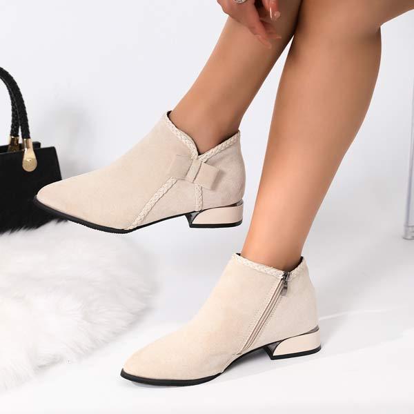 Women's Pointed Toe Block Heel Side Zipper Ankle Boots 75592030C