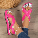 Women's Casual Candy Color Cross Wide Strap Elastic Sandals 16447288S