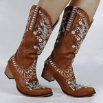 Women's Embroidered Rivets Retro Chunky Heel Boots 41598425C