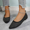 Women's Pointed Toe Flat Shoes with Rhinestone Accents 83812939C