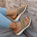 Women's Flyknit Casual Flat One-Strap Sandals 53047945C