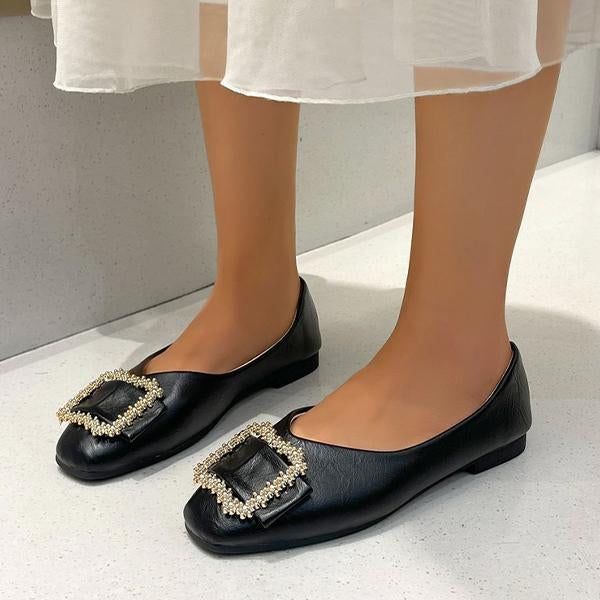 Women's Casual Square Buckle Decorated Flat Shoes 39558366S