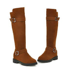 Women's Flat Buckle-Strap Knee-High Boots 35363104C