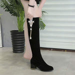 Women's Chunky Heel High-Heeled Side-Zip Knee-High Boots 34072938C