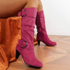 Women's Belted Chunky Heel Knee-High Boots 48248157C