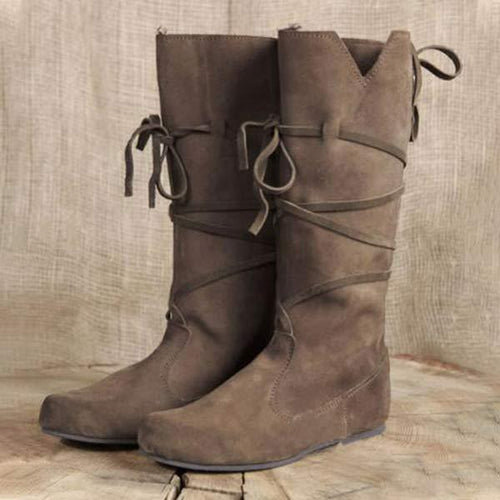 Women's Retro Flat Lace-Up Boots 80791956C