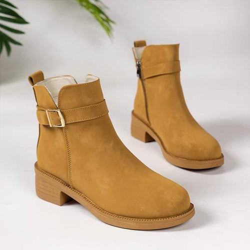 Women's Chunky Heel Short Boots with Belt Detail 36334351C