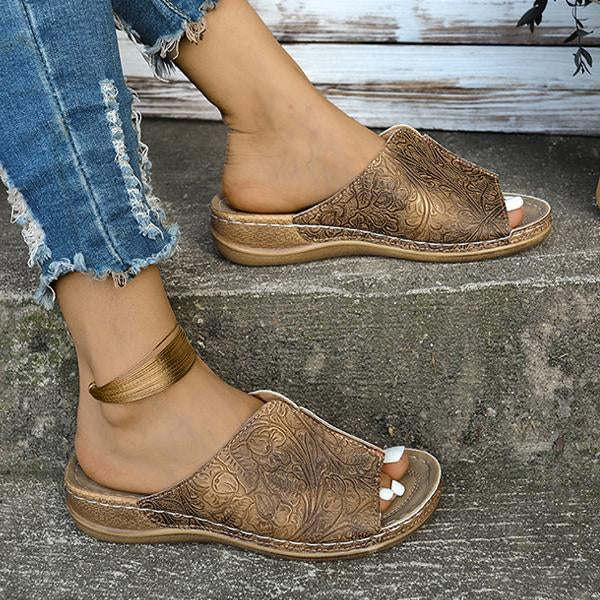 Women's Retro Carved Wedge Slippers 99111118S