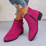 Women's Retro Chunky Heel Ankle Boots with Buckle Strap 66893818C