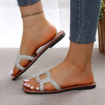 Women's Rhinestone-Embellished Open-Toe Slide Sandals 72376104C