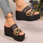 Women's Casual Simple Leopard Print Wedge Slippers 14948419C