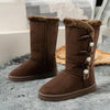 Women's Casual Pearl Button Decorated Long Snow Boots 26617893S