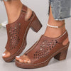 Women's Cutout Velcro Strap High Heel Sandals 10840190C