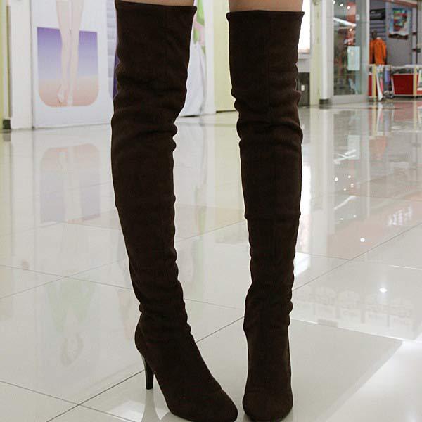 Women's High-Heeled Stretch Suede Over-the-Knee Boots 44888438C