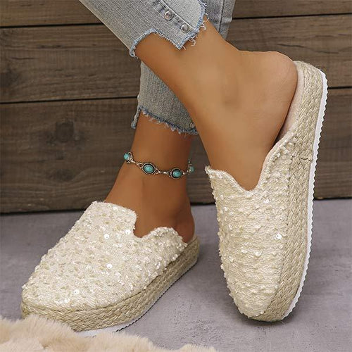 Women's Slip-On Half Mules Espadrille Shoes 11021855C