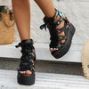 Women's Wedge Heel Thick Sole Roman Sandals with Zipper 21057141S