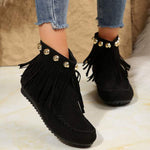 Women's Flat Fringe Studded Ankle Boots 77857904C