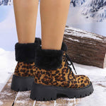 Women's Thickened Fleece-Lined Leopard Print Thick Sole Warm Short Boots 83253390C