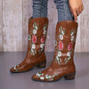 Women's Embroidered Pull-On Mid-Calf Riding Boots 31079677C