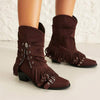 Women's Mid-Calf Fringe Buckle Boots 35308235C