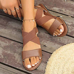 Women's Cross Elastic Strap Flat Sandals 64310888C