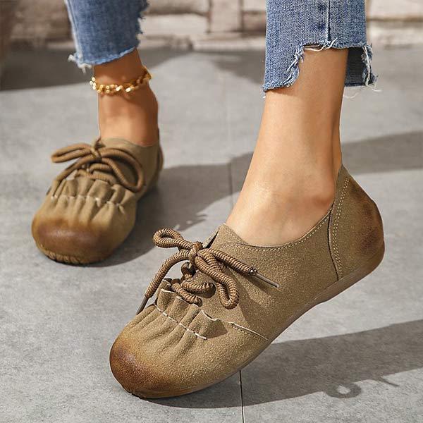 Women's Casual Suede Lace-Up Flats 75372671C